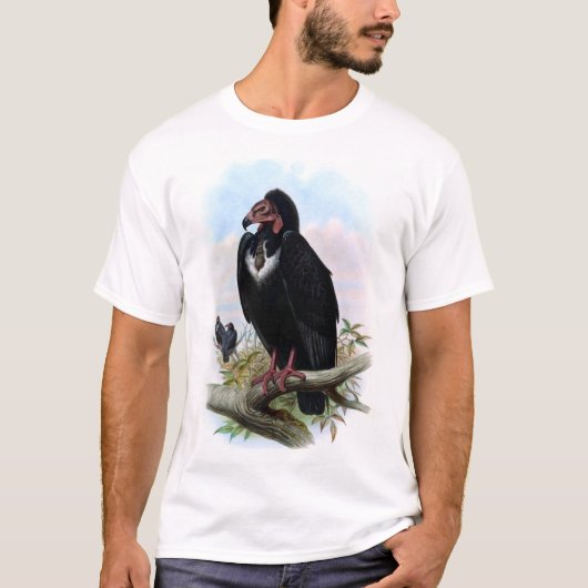 Vintager Schwarzgeier-Vogel T-Shirt (Vorderseite)