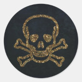 Vintager Schwarzgoldpferdschädel und Knochen Runder Aufkleber (Vorderseite)