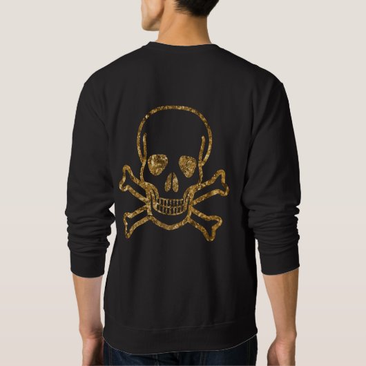 Vintager Schwarzgoldpferdschädel und Knochen Sweatshirt (Rückseite)
