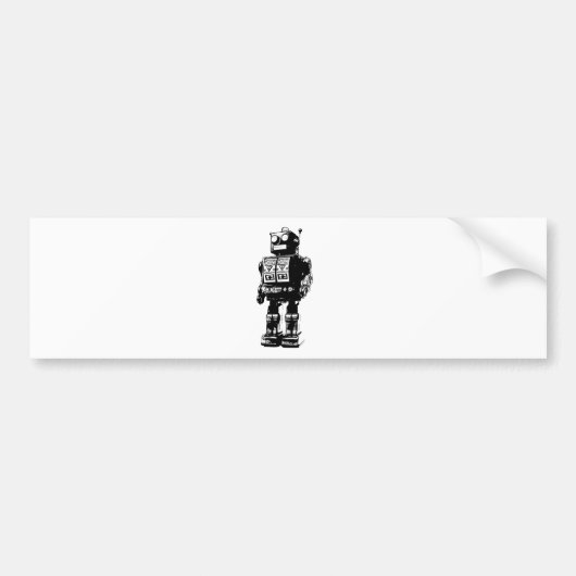 Vintager Schwarzweiss-Roboter Autoaufkleber (Vorne)