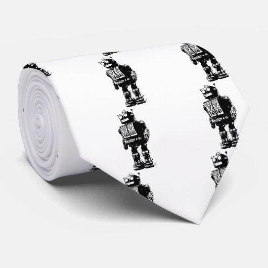Vintager Schwarzweiss-Roboter Krawatte (Gerollt)