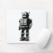 Vintager Schwarzweiss-Roboter Mousepad (Mit Mouse)