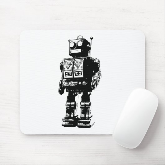 Vintager Schwarzweiss-Roboter Mousepad (Mit Mouse)