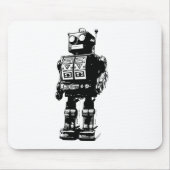 Vintager Schwarzweiss-Roboter Mousepad (Vorne)