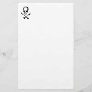 Vintager Schwarzweiss-Schädel und gekreuzte Briefpapier