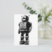 Vintager Schwarzweißroboter Postkarte (Stehend Vorderseite)