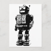 Vintager Schwarzweißroboter Postkarte (Vorderseite)
