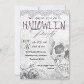 Vintager Schwarzweißschädel Einladung (Vorderseite)