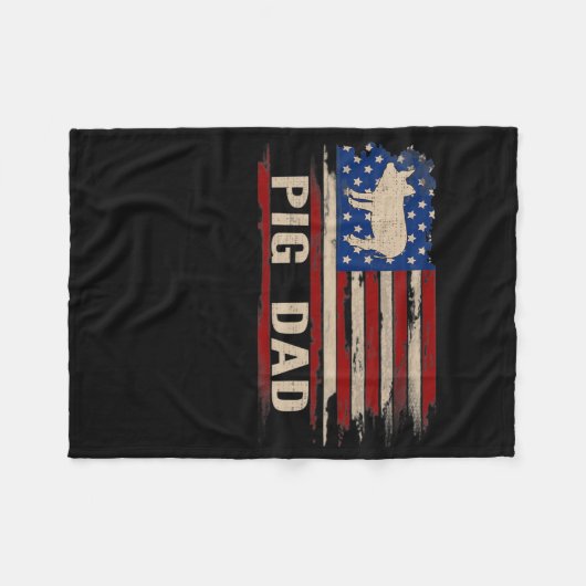 Vintager Schweinefleisch-Vater Amerikanische Flagg Fleecedecke (Vorderseite (Horizontal))