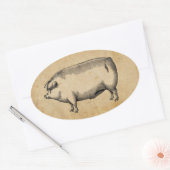 Vintager Schweinekleber Ovaler Aufkleber (Umschlag)