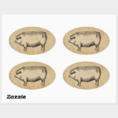 Vintager Schweinekleber Ovaler Aufkleber (Blatt)