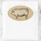 Vintager Schweinekleber Ovaler Aufkleber (Tasche)