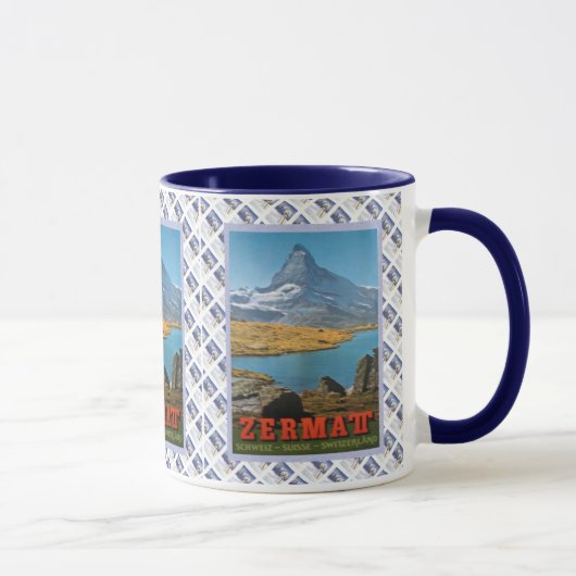 Vintager Schweizerentwurf, Zermatt, Matterhorn Tasse (Rechts)