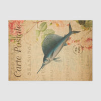 Vintager Schwertfisch Typ Fisch Blütenfranzösisch