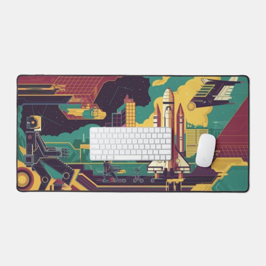 Vintager Sci-Fi-Traum Schreibtischunterlage (Tastatur & Maus)