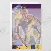 Vintager Science Fiction-Roboter mit Briefpapier (Vorne/Hinten)