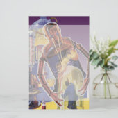 Vintager Science Fiction-Roboter mit Briefpapier (Stehend Vorderseite)