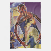 Vintager Science Fiction-Roboter mit Laser-Beam-Au