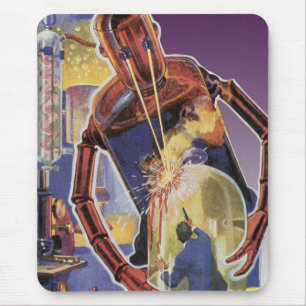 Vintager Science Fiction-Roboter mit Laser-Beam-Au Mousepad