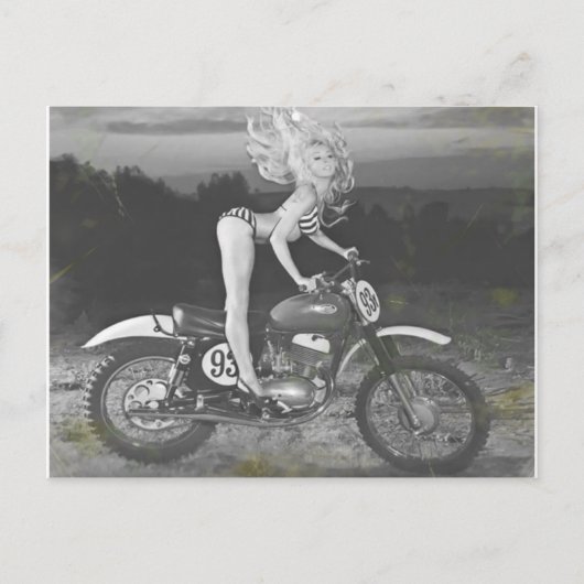 Vintager SCRAMBLER UND HEISSES MODELL. Postkarte (Vorderseite)