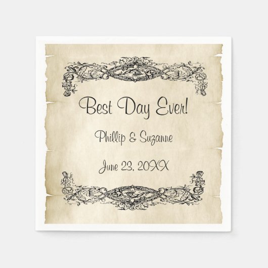 Vintager Scroll-Arbeitstag Serviette (Vorderseite)