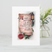 Vintager Scroll mit Lattern und Weihnachtsgrüßen Feiertagskarte (Stehend Vorderseite)
