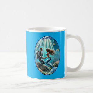 Vintager SCUBA-Taucher mit Meerjungfrau URM Kaffeetasse