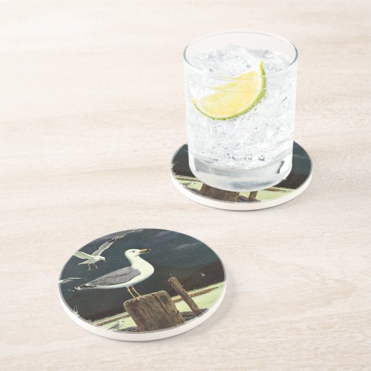 Vintager Seagull-Halssteg, Meervögel Getränkeuntersetzer (Seite)