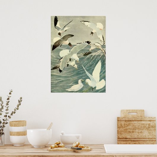 Vintager Seagull Ocean Bird Beach Poster (Küche)