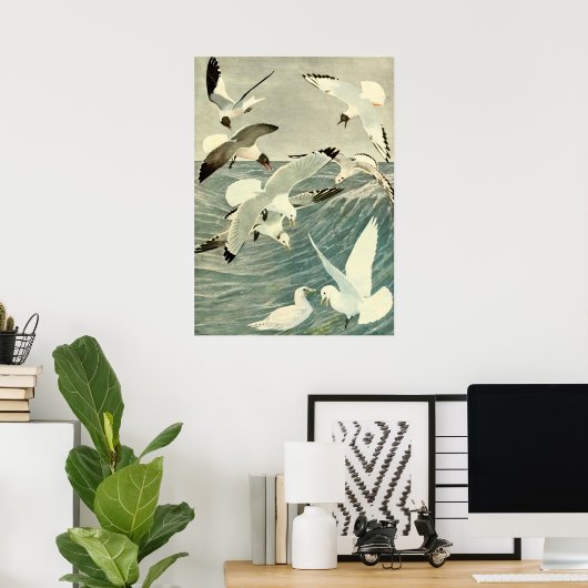 Vintager Seagull Ocean Bird Beach Poster (Heimbüro)