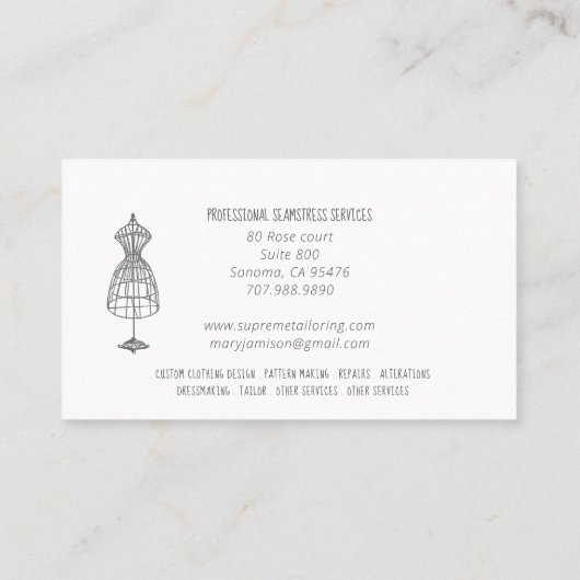 Vintager Seamstresskleid Form Lachs Visitenkarte (Rückseite)