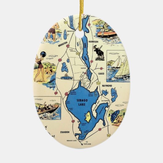Vintager Sebago Lake Maine Keramik Ornament (Vorne)