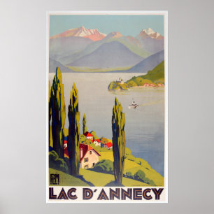 Vintager See Annecy Frankreich Reisen Poster