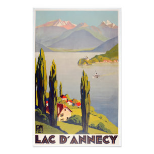 Vintager See Annecy Frankreich Reiseplakat Fotodruck