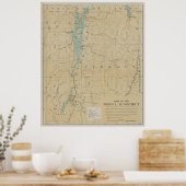 Vintager See Champlain Leuchtturmkarte (1896) Poster (Küche)