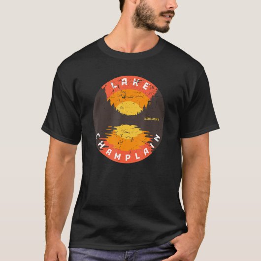 Vintager See Champlain Vermont Sunset T-Shirt (Vorderseite)