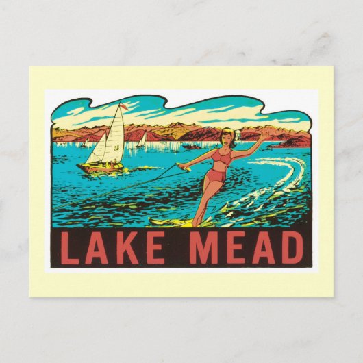 Vintager See Mead Nevada NV Staat Label Postkarte (Vorderseite)