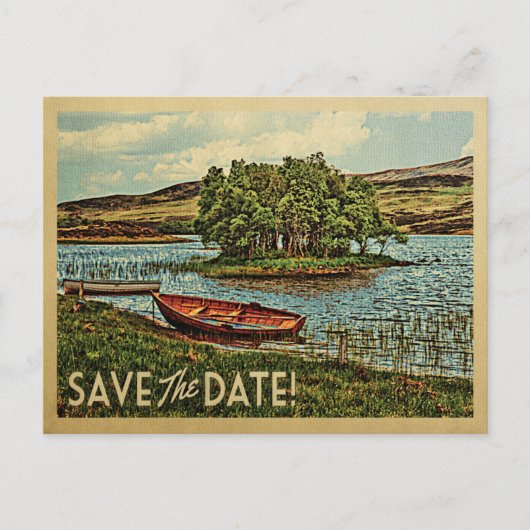 Vintager See Save the Date Postkarten Natur (Vorderseite)