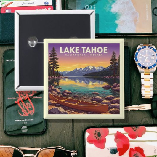 Vintager See Tahoe California Nevada Button