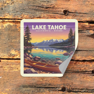 Vintager See Tahoe California Nevada Quadratischer Aufkleber