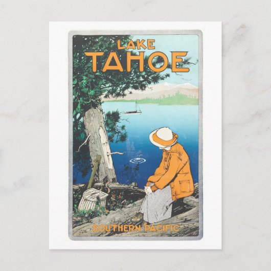 Vintager See Tahoe Südpazifik Poster Postkarte (Vorderseite)