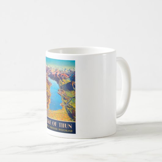 Vintager See Thun Schweiz Reisen Kaffeetasse (VorderseiteRechts)