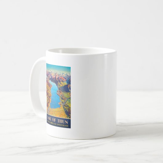 Vintager See Thun Schweiz Reisen Kaffeetasse (Vorderseite Links)
