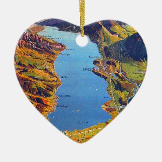 Vintager See Thun Schweiz Reisen Keramikornament (Vorne)