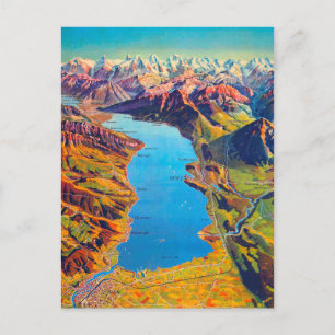 Vintager See Thun Schweiz Reisen Postkarte