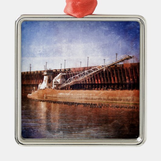 Vintager Seefrachter Silbernes Ornament (Vorne)