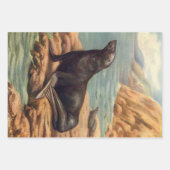 Vintager Seelöwe an der Küste, Meeressäugetiere Geschenkpapier Set (Vorderseite 3)