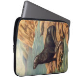 Vintager Seelöwe an der Küste, Meeressäugetiere Laptopschutzhülle (Vorne Rechts)