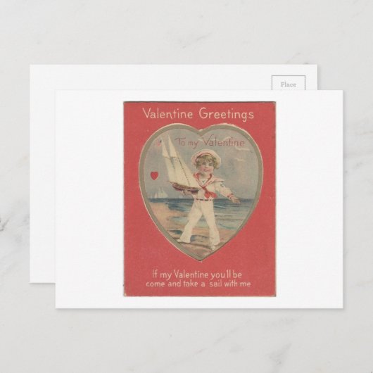 Vintager Seemann-JungeValentine Feiertagspostkarte (Vorne/Hinten)