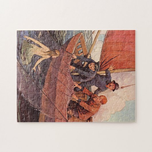 Vintager Seemann-Meerjungfrau-Fang Puzzle (Horizontal)